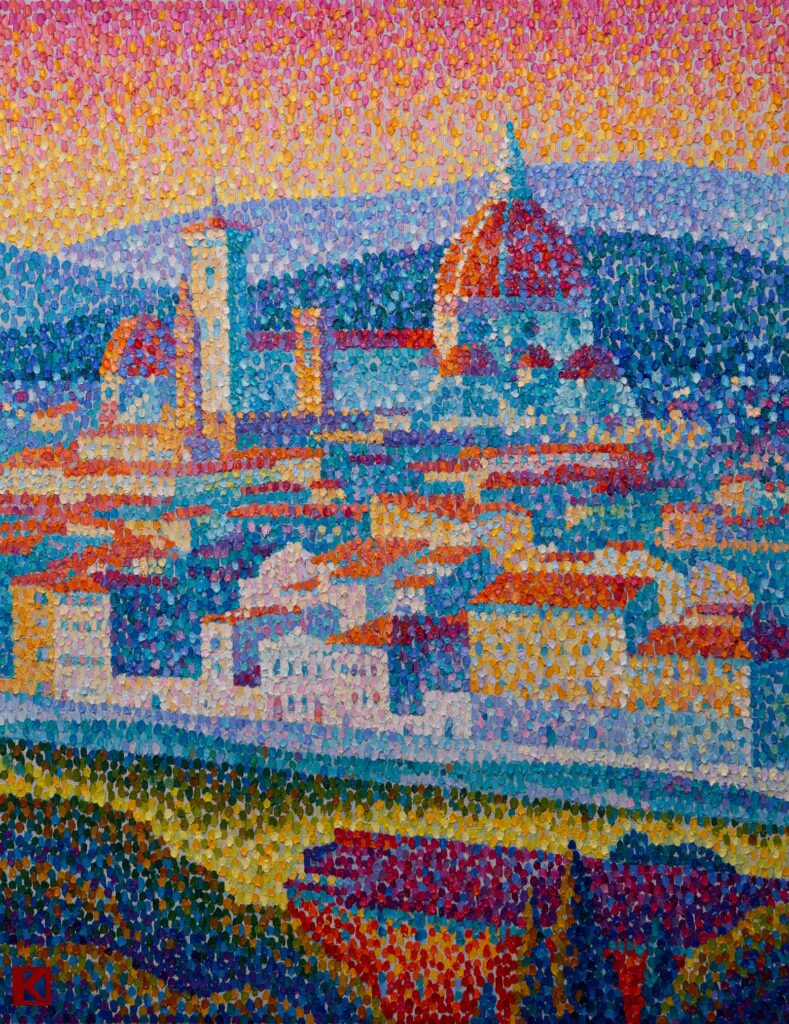 View of Florenze from Piazzale Michelangelo on sunset, spicy palette