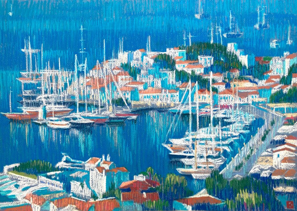 scenery view of the harbor and its city