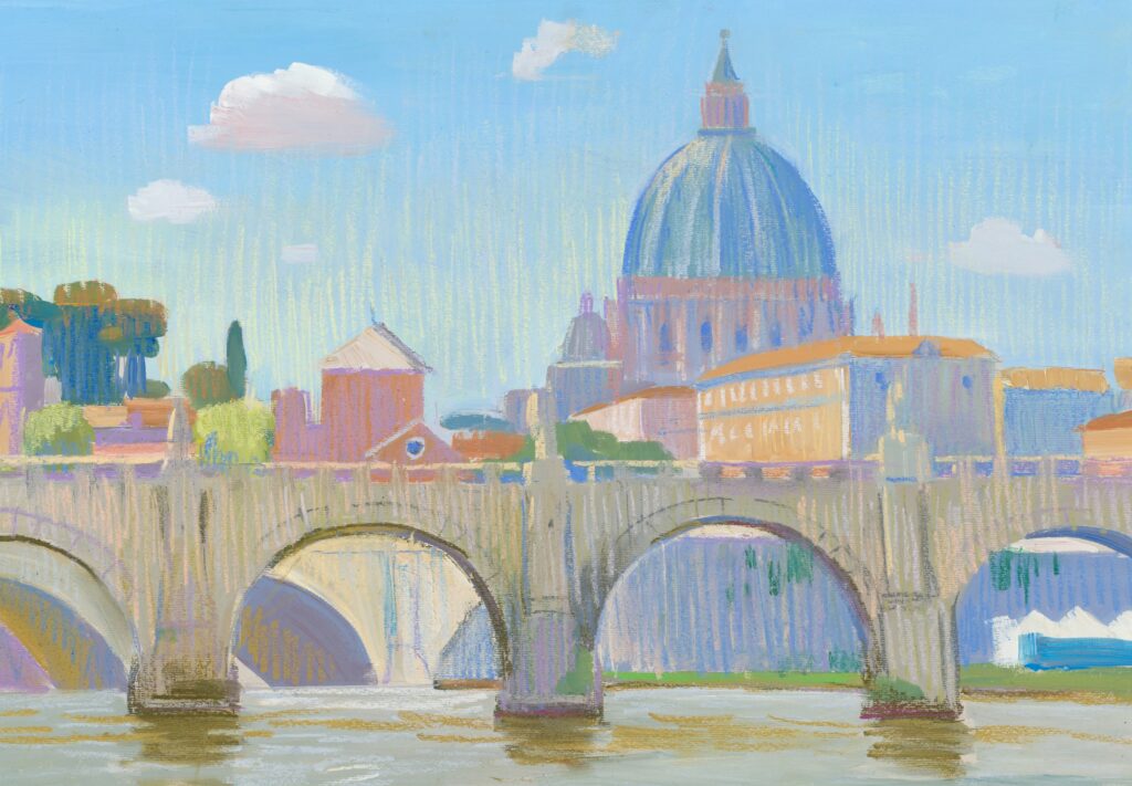 view of the Rome Cathedral from the Tiber