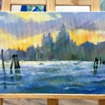 venice sunset in oil